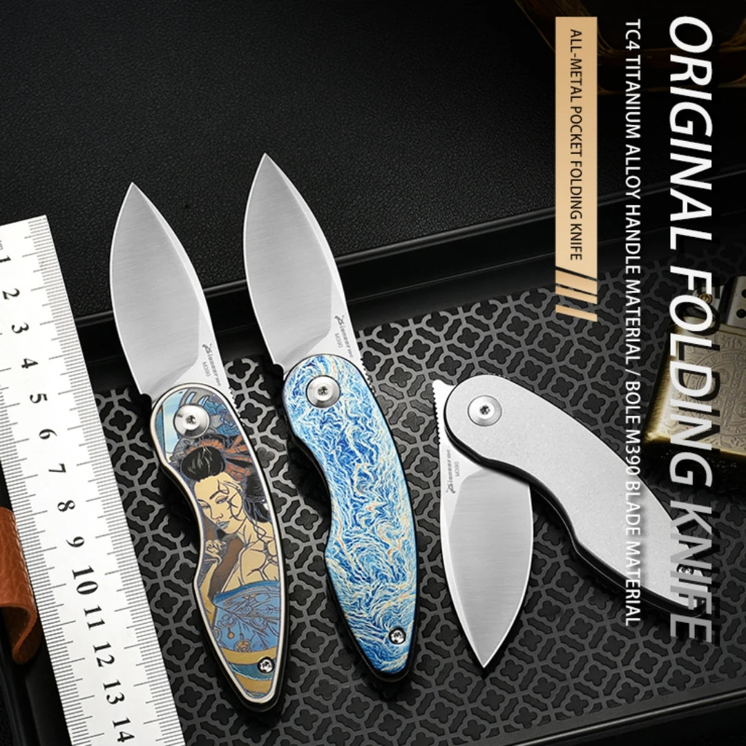 PioneerEDC Custom OEM M390 EDC Folding Knife with Gr5 Handle - Professional-Grade Mini Tool for Camping, Survival & OEM Projects