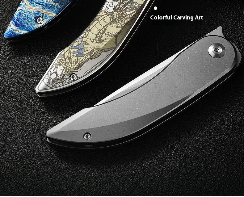 PioneerEDC Custom OEM Industrial Grade Gr5 Titanium EDC Folding Knife M390 Blade High Hardness Portable Tactical Camping Tool