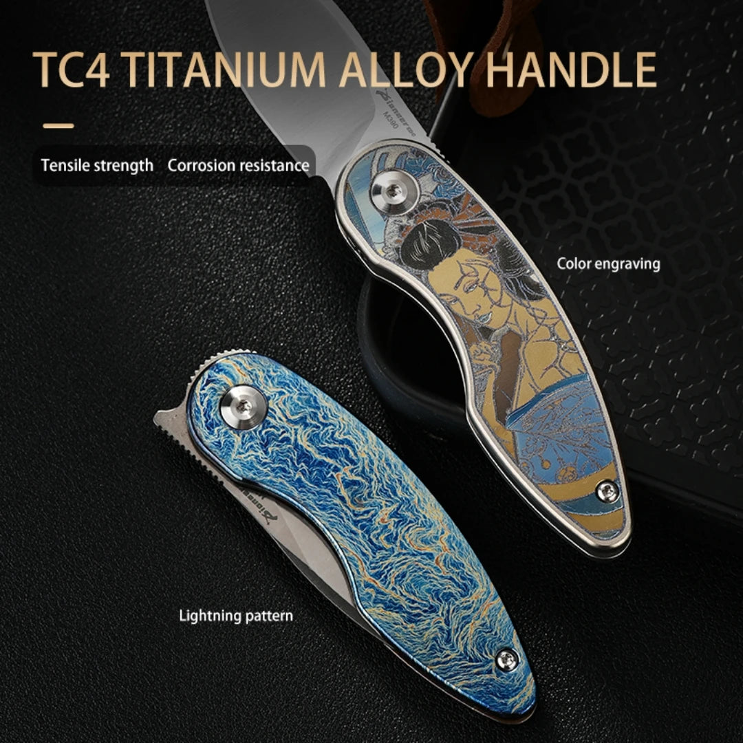 PioneerEDC Custom OEM M390 EDC Folding Knife with Gr5 Handle - Professional-Grade Mini Tool for Camping, Survival & OEM Projects