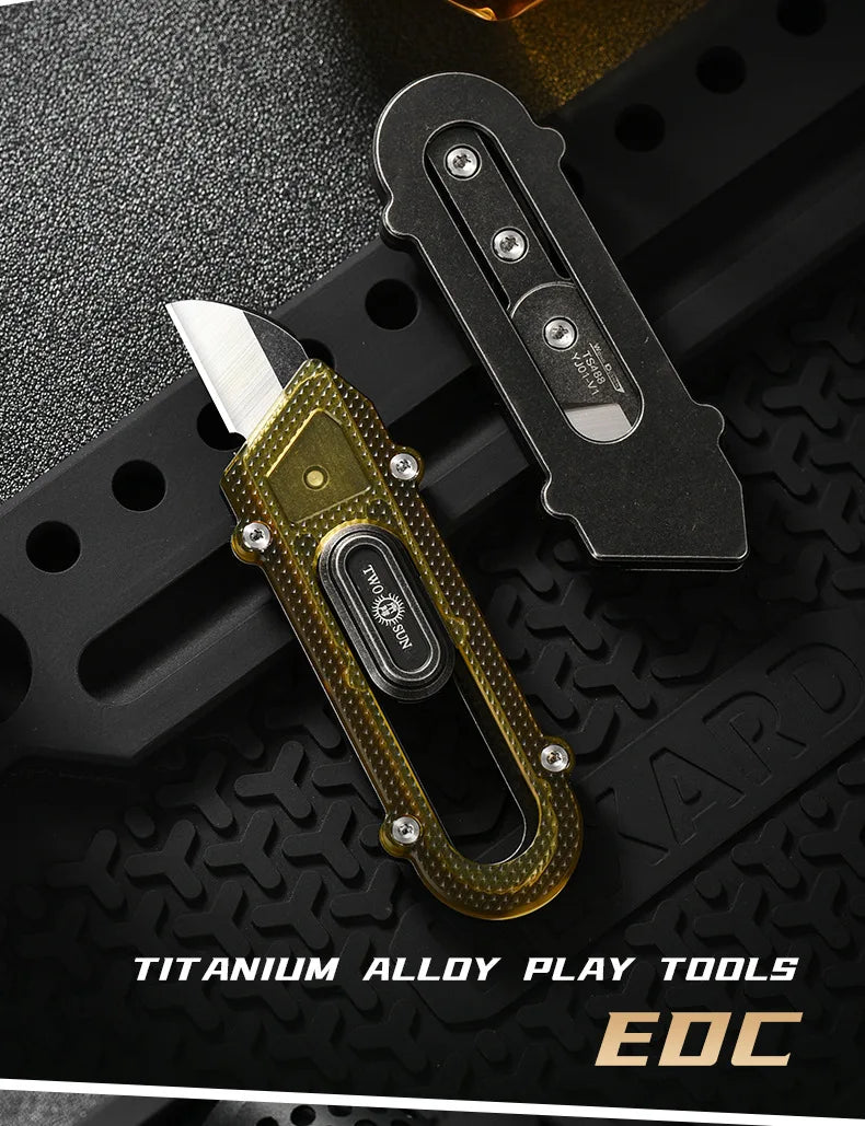 PioneerEDC Titanium Knife High Hardness Durable Box Cutter Multifunctional EDC Dismantle Express Industrial Small Art Knife