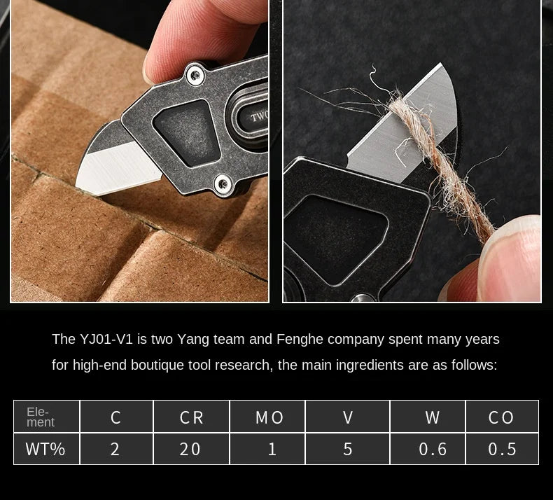 PioneerEDC Titanium Knife High Hardness Durable Box Cutter Multifunctional EDC Dismantle Express Industrial Small Art Knife