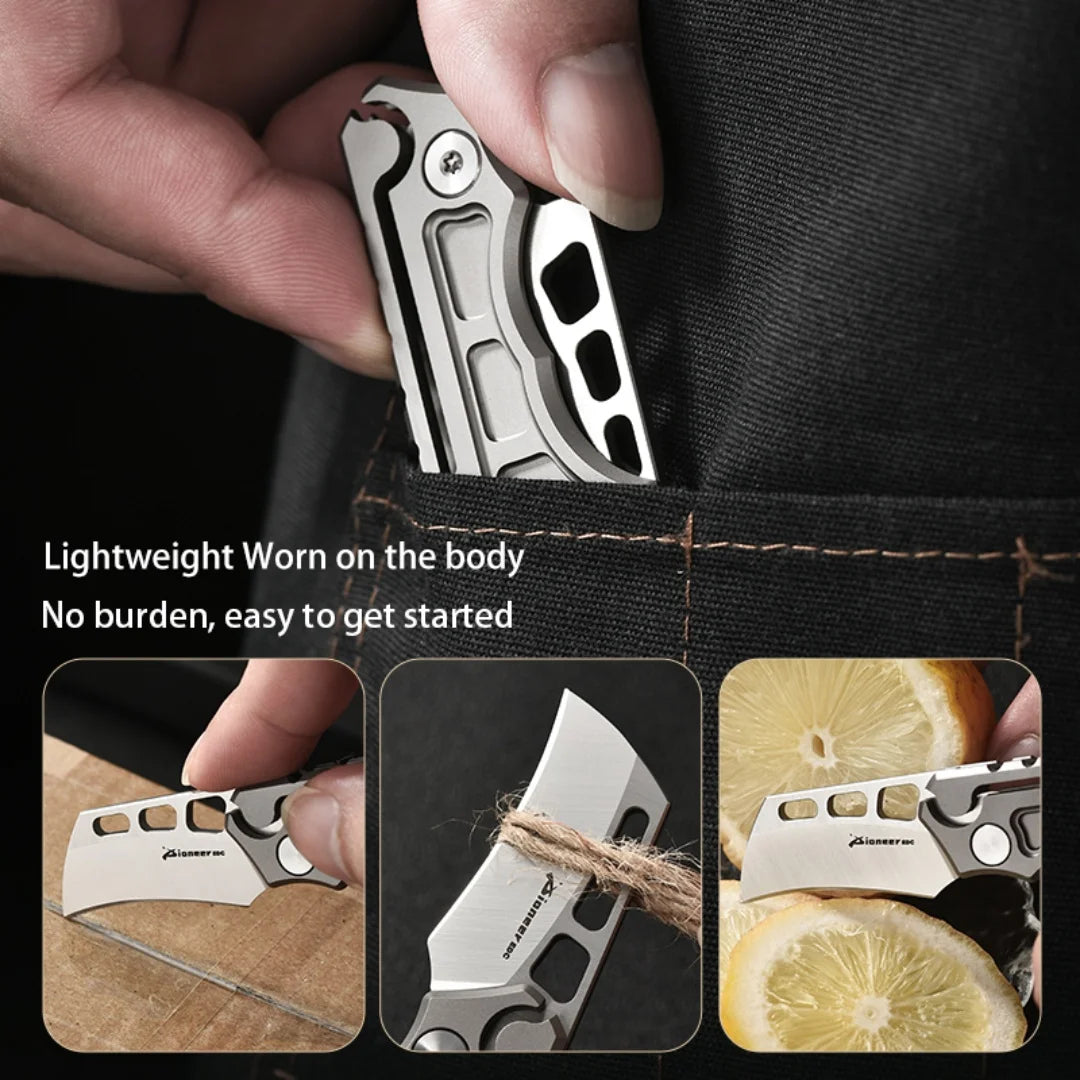 PioneerEDC Survival DIY Titanium Knife EDC Stainless Steel Blade Mini Portable Folding Tactical Pocket Knife Outdoor Camping