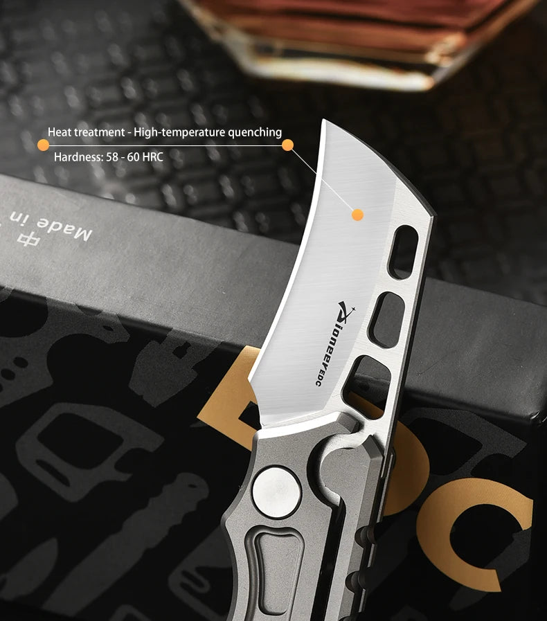 PioneerEDC Survival DIY Titanium Knife EDC Stainless Steel Blade Mini Portable Folding Tactical Pocket Knife Outdoor Camping
