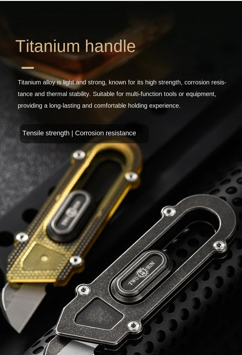 PioneerEDC Titanium Knife High Hardness Durable Box Cutter Multifunctional EDC Dismantle Express Industrial Small Art Knife