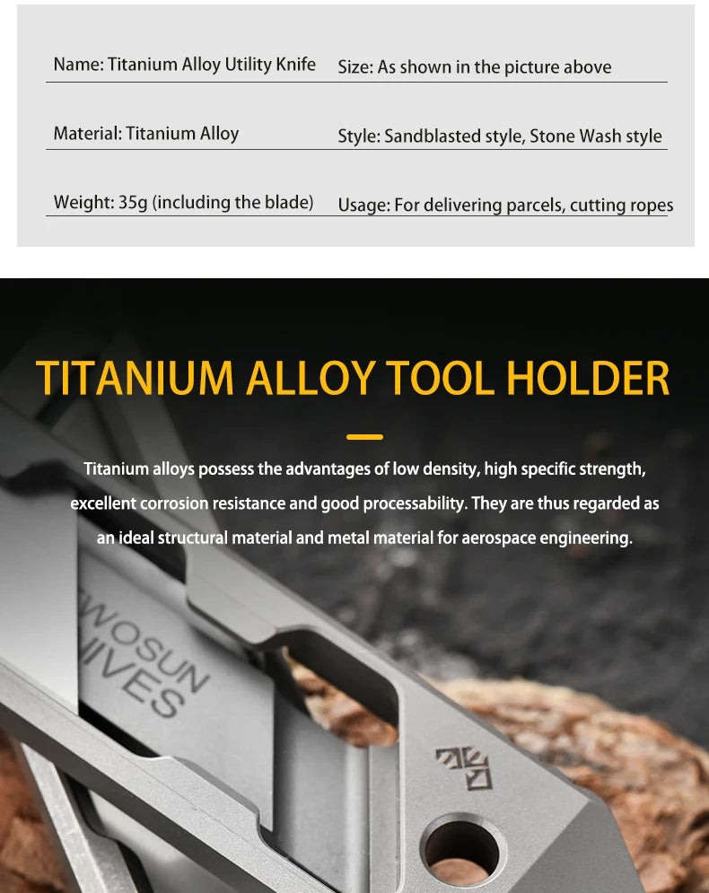 Factory Direct Portable Titanium Knife Protective Pry Bar Express Letter Opener High-End Tactical Art Knife for Outdoor Camping