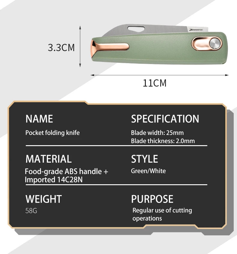 PioneerEDC 14C28N Steel Folding Knife High-end EDC Knives ABS Handle Camping Gear Pocket Knife Easy to Carry Custom OEM