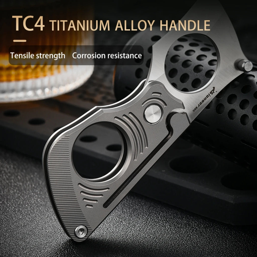 PioneerEDC Titanium Folding Knife 14c28n Steel Pocket Knife Outdoor Camping Portable Multifunctional EDC Tool Folding Box Cutter