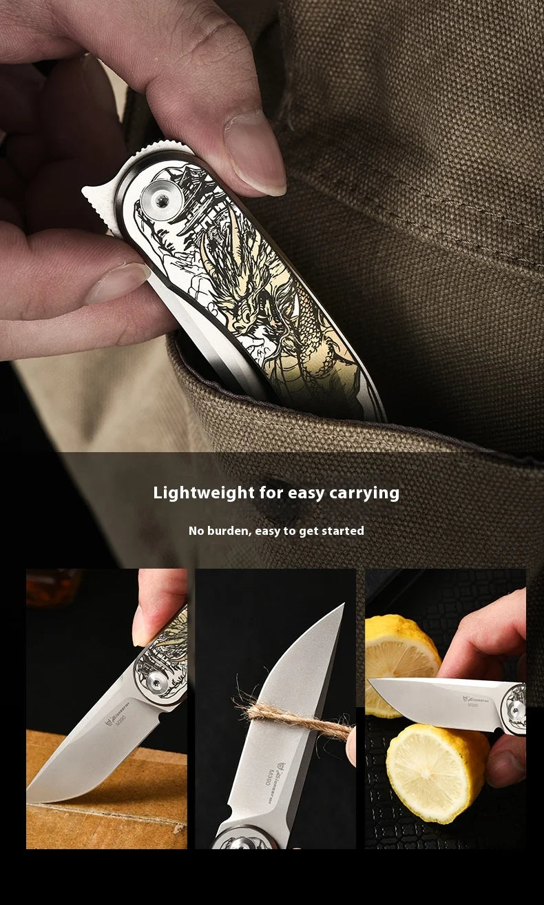 PioneerEDC Custom OEM Industrial Grade Gr5 Titanium EDC Folding Knife M390 Blade High Hardness Portable Tactical Camping Tool