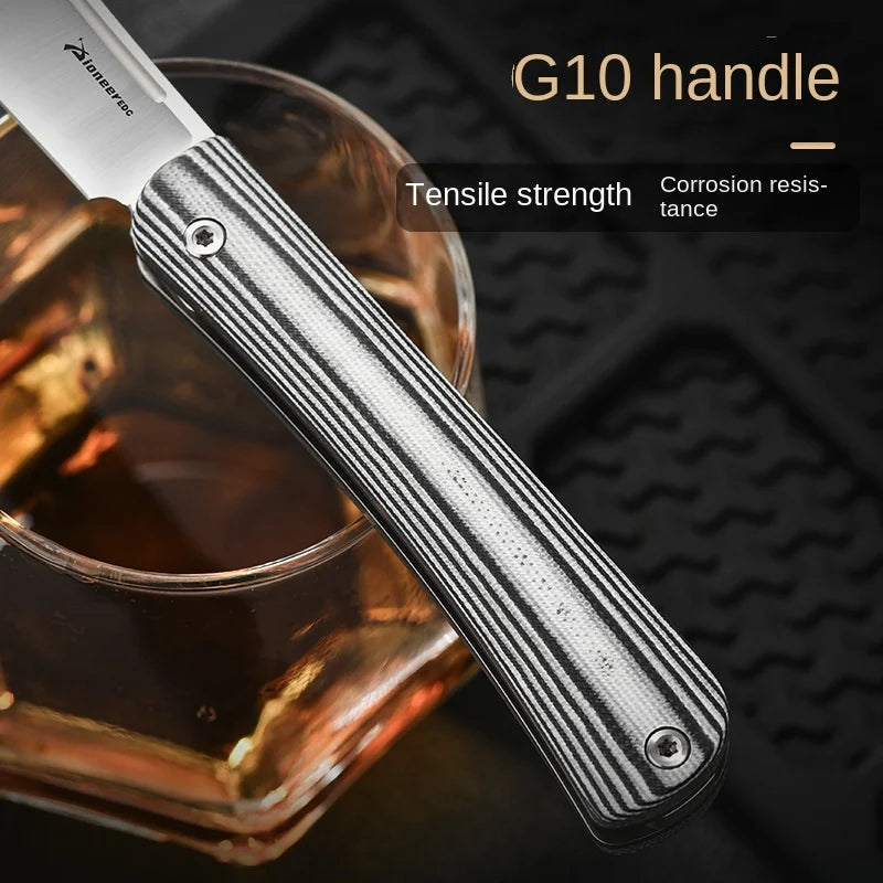 PioneerEDC Portable Camping Survival Self-Defense Folding Knife EDC G10 Handle 14C28N Blade Outdoor Multifunctional
