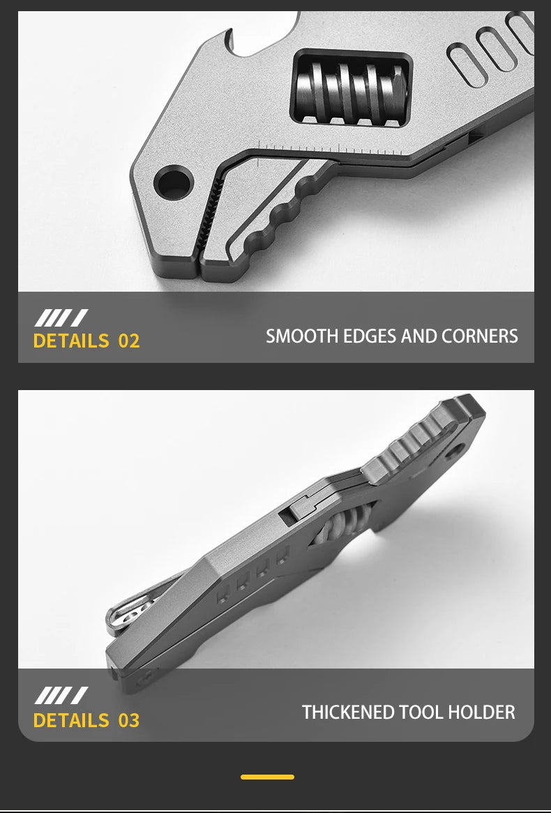 PioneerEDC Mini Adjustable Wrench & M390 Titanium Folding Knife - Heavy Duty 2-in-1 Multifunction EDC Tool for Outdoor