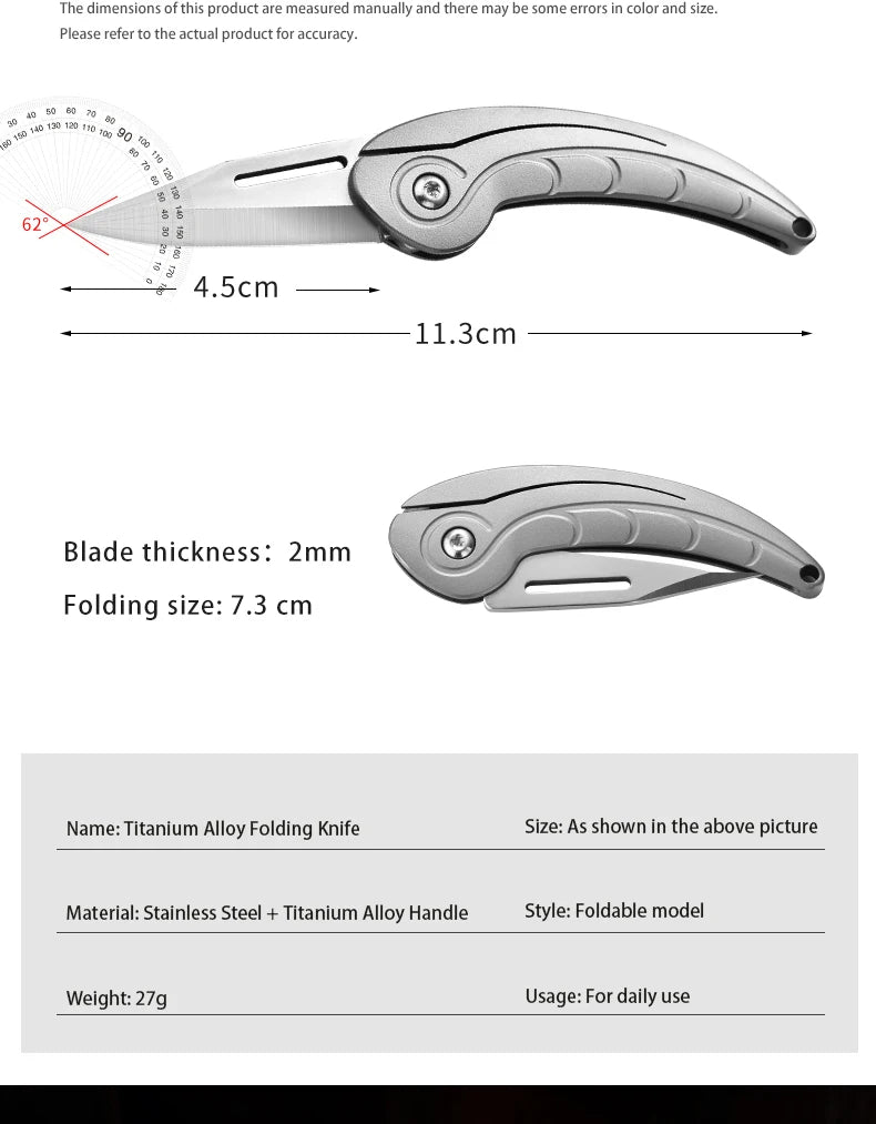 PioneerEDC TC4 Titanium Alloy Portable Folding Knife High Hardness Tactical EDC Outdoor Survival Camping Tool OEM Supported