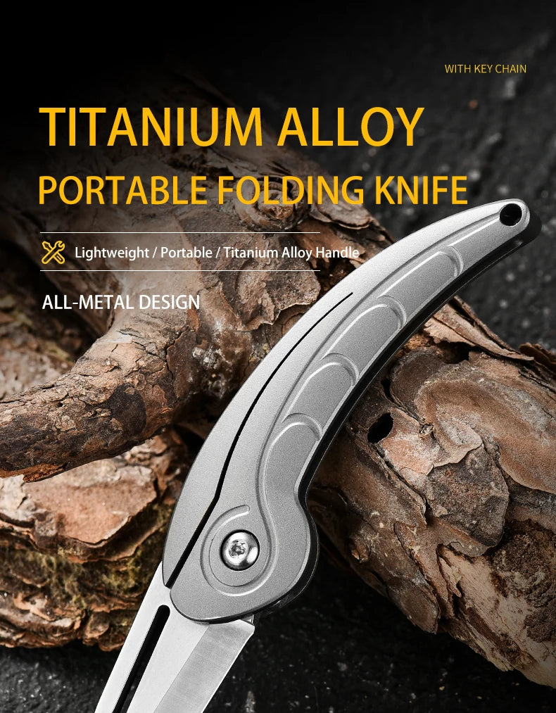 PioneerEDC TC4 Titanium Alloy Portable Folding Knife High Hardness Tactical EDC Outdoor Survival Camping Tool OEM Supported