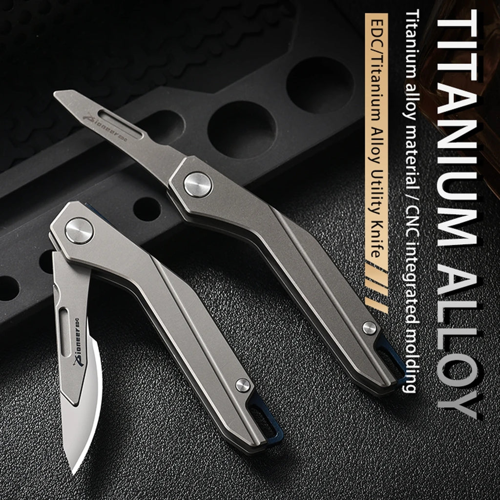 PioneerEDC Titanium Alloy Premium Utility Knife Cross-Border Carving EDC Portable Razor-Sharp and Stain-Resistant Box Cutter