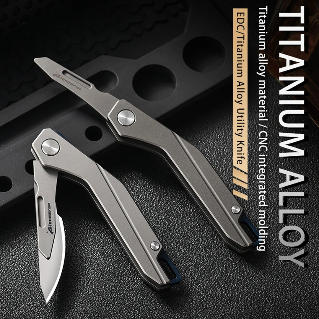 PioneerEDC Titanium Alloy Premium Utility Knife Cross-Border Carving EDC Portable Razor-Sharp and Stain-Resistant Box Cutter