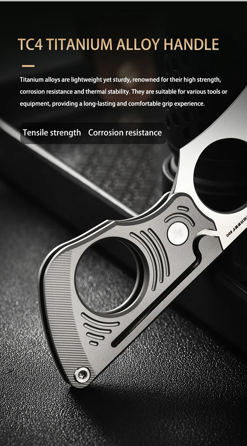 PioneerEDC Titanium Folding Knife 14c28n Steel Pocket Knife Outdoor Camping Portable Multifunctional EDC Tool Folding Box Cutter