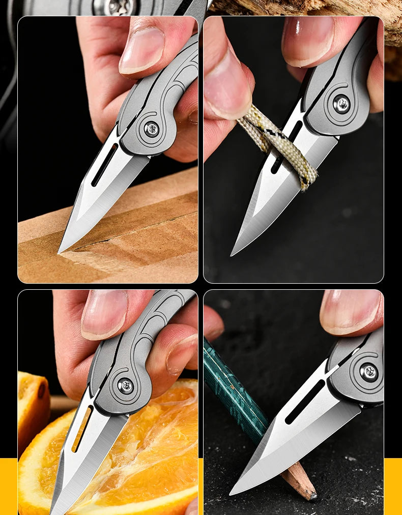 PioneerEDC TC4 Titanium Alloy Portable Folding Knife High Hardness Tactical EDC Outdoor Survival Camping Tool OEM Supported