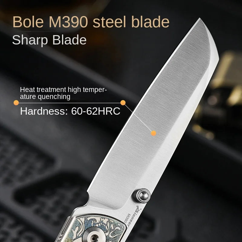 PioneerEDC Gr5 & M390 Titanium Alloy EDC Knife High Hardness Portable Tactical Multifunctional Knife for Survival Outdoor Use