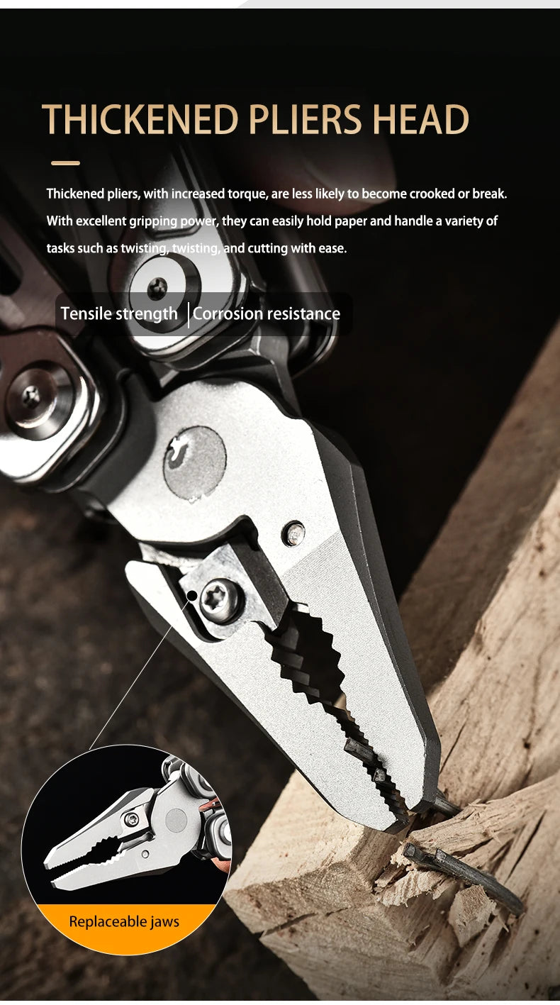 PioneerEDC Multitool 20-in-1 Pocket Knife Screwdriver Sleeve Self-locking Pliers Sheath-for Outdoor Survival Camping Hiking OEM