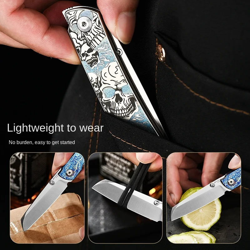 PioneerEDC Gr5 & M390 Titanium Alloy EDC Knife High Hardness Portable Tactical Multifunctional Knife for Survival Outdoor Use