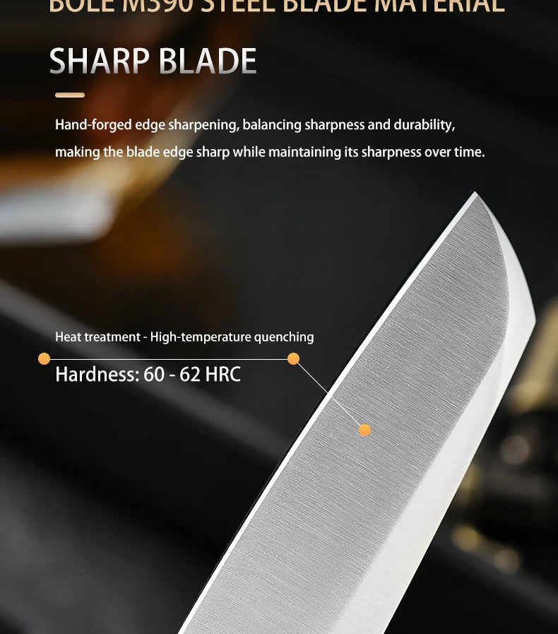PioneerEDC Gr5 & M390 Titanium Alloy EDC Knife High Hardness Portable Tactical Multifunctional Knife for Survival Outdoor Use
