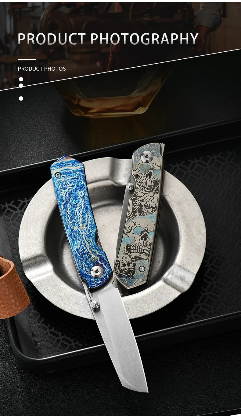 PioneerEDC Gr5 & M390 Titanium Alloy EDC Knife High Hardness Portable Tactical Multifunctional Knife for Survival Outdoor Use