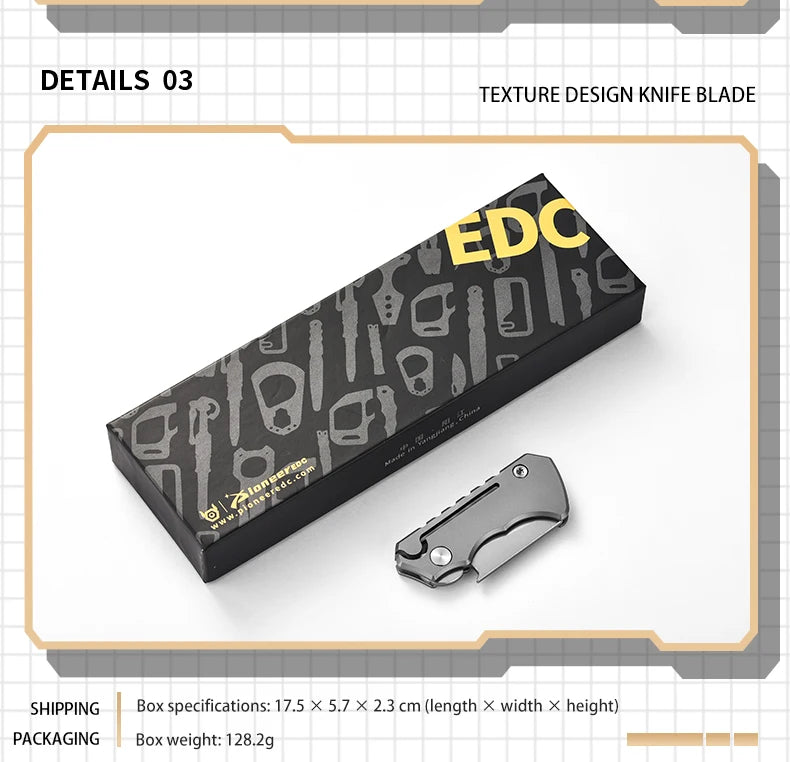 PioneerEDC Survival DIY Titanium Knife EDC Stainless Steel Blade Mini Portable Folding Tactical Pocket Knife Outdoor Camping