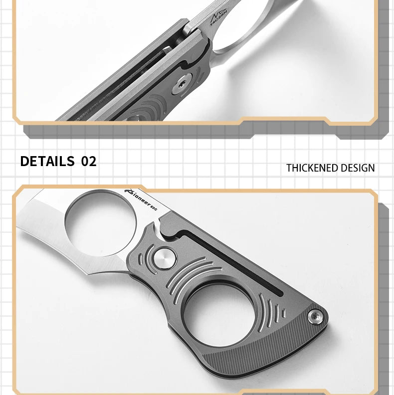 PioneerEDC Titanium Folding Knife 14c28n Steel Pocket Knife Outdoor Camping Portable Multifunctional EDC Tool Folding Box Cutter