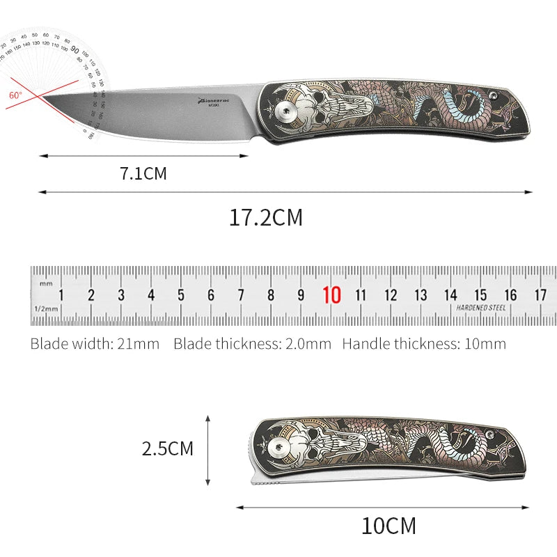 PioneerEDC Titanium Handle Knife M390 Blade Pocket Knife Folding Utility Camping Knife Portable Tactical Survival Outdoor Tool