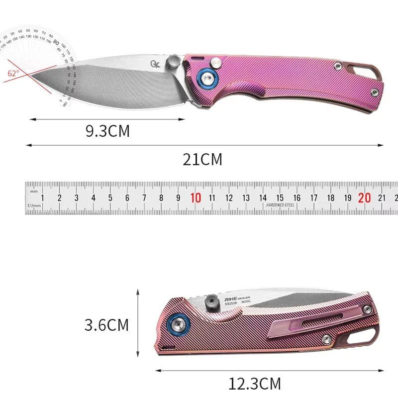 PioneerEDC Titanium Pocket Knife 9Cr Steel Blade Outdoor Folding Knife Titanium EDC Knife EDC Tool for Self Defense