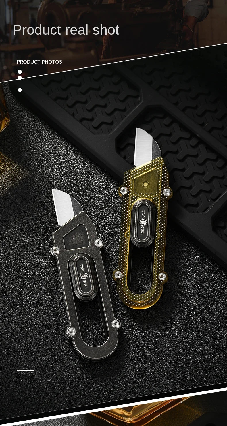 PioneerEDC Titanium Knife High Hardness Durable Box Cutter Multifunctional EDC Dismantle Express Industrial Small Art Knife