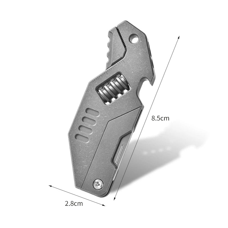 PioneerEDC Mini Adjustable Wrench & M390 Titanium Folding Knife - Heavy Duty 2-in-1 Multifunction EDC Tool for Outdoor