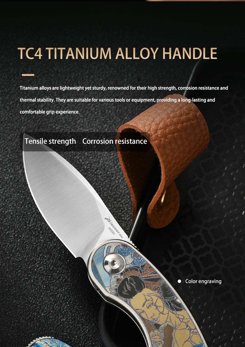 PioneerEDC Custom OEM M390 EDC Folding Knife with Gr5 Handle - Professional-Grade Mini Tool for Camping, Survival & OEM Projects