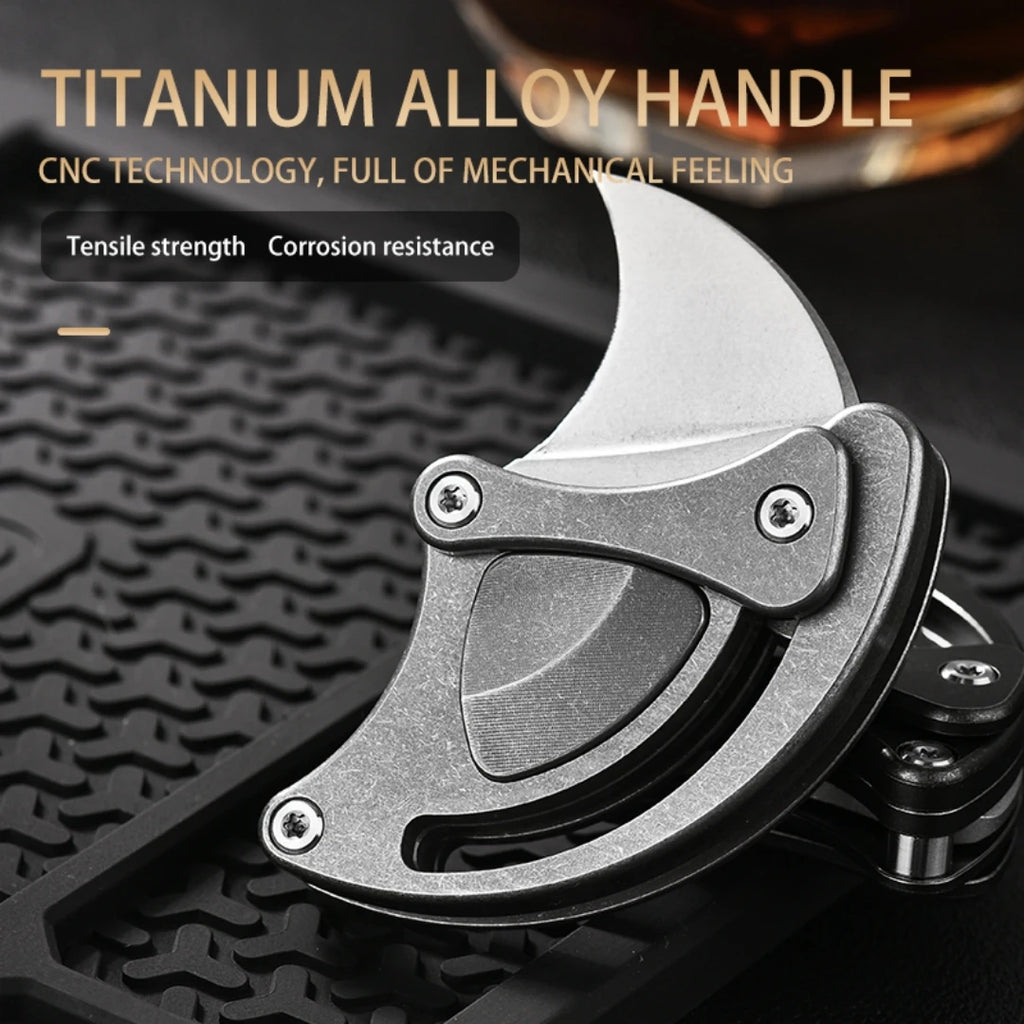 PioneerEDC Mini Titanium Alloy Pocket Knife New Design Folding Outdoor Camping Knife for Art & Cutting Small Tactical Knife