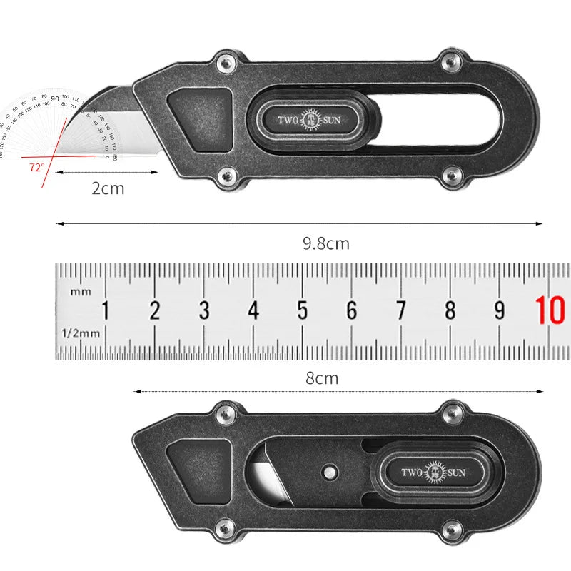 PioneerEDC Titanium Knife High Hardness Durable Box Cutter Multifunctional EDC Dismantle Express Industrial Small Art Knife