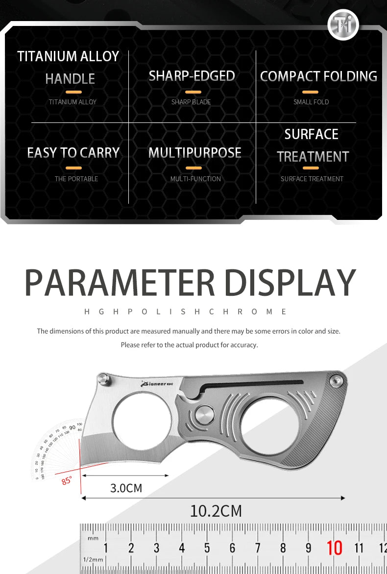 PioneerEDC Titanium Folding Knife 14c28n Steel Pocket Knife Outdoor Camping Portable Multifunctional EDC Tool Folding Box Cutter