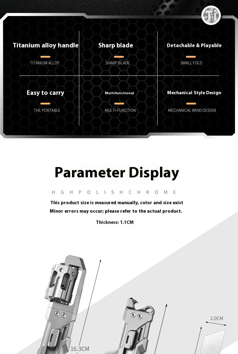 PioneerEDC Industrial Grade Multifunction Spinning EDC Knife TC4 Titanium Tactical Art Knife Portable Outdoor OEM CNC Unibody