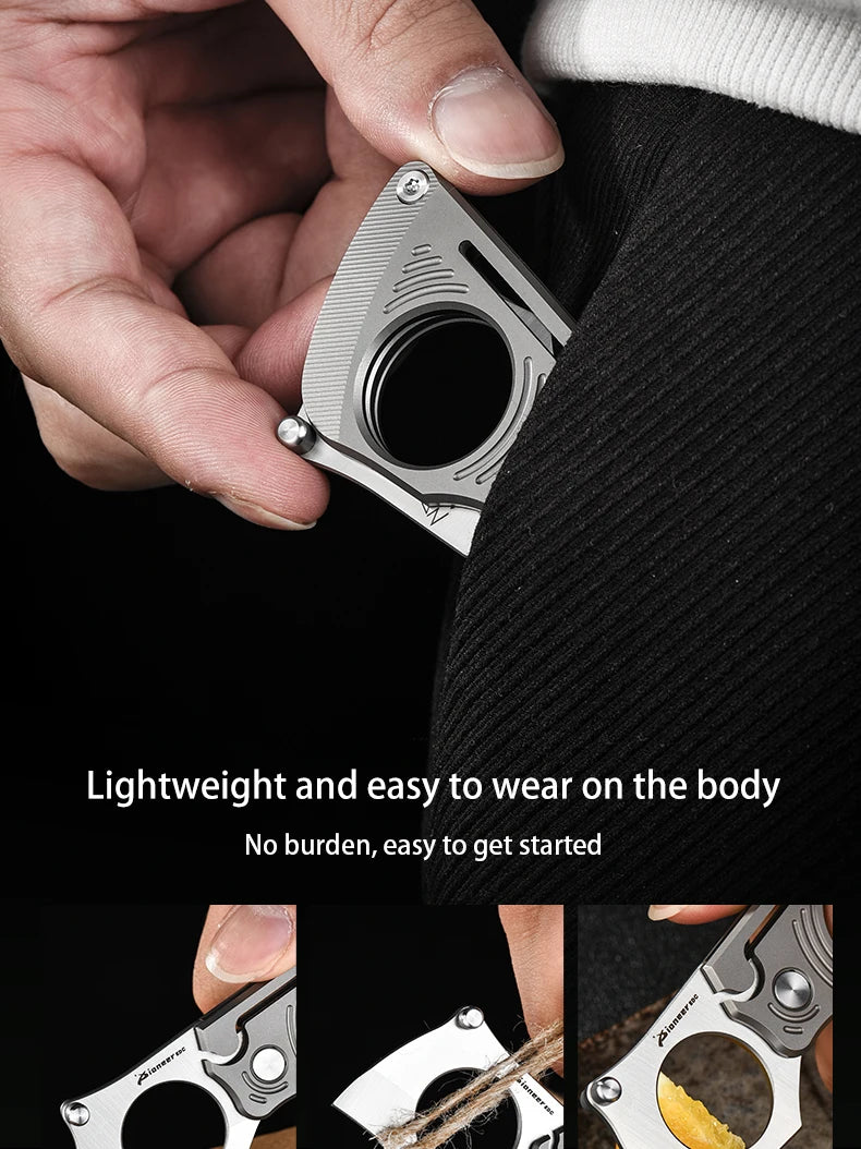 PioneerEDC Titanium Folding Knife 14c28n Steel Pocket Knife Outdoor Camping Portable Multifunctional EDC Tool Folding Box Cutter