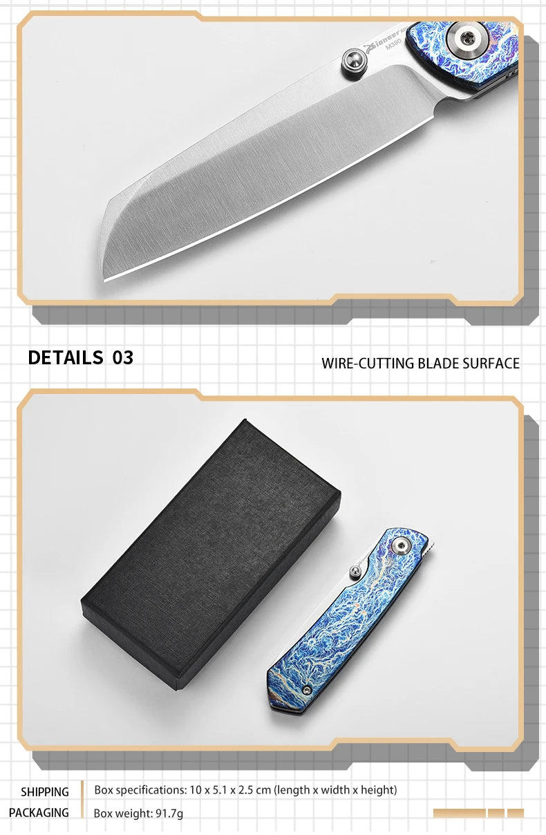 PioneerEDC Gr5 & M390 Titanium Alloy EDC Knife High Hardness Portable Tactical Multifunctional Knife for Survival Outdoor Use