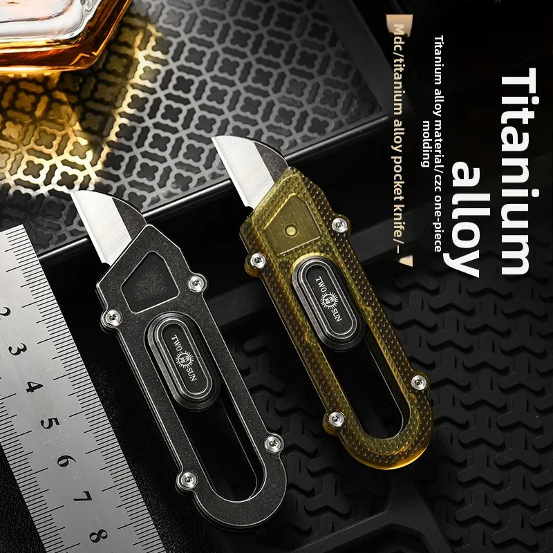PioneerEDC Titanium Knife High Hardness Durable Box Cutter Multifunctional EDC Dismantle Express Industrial Small Art Knife