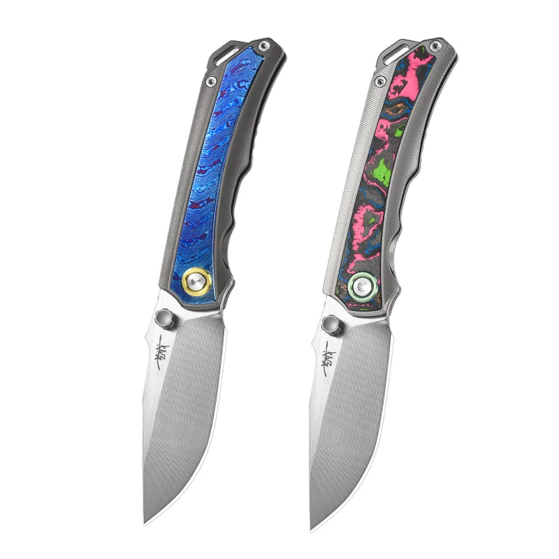 PioneerEDC M390 & Gr5 Titanium Damascus Knife Multi-Functional Outdoor Survival Knife Portable Knife for Camping Activities