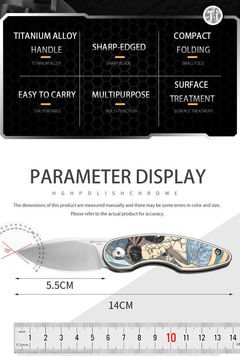 PioneerEDC Custom OEM M390 EDC Folding Knife with Gr5 Handle - Professional-Grade Mini Tool for Camping, Survival & OEM Projects