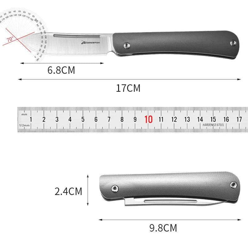 PioneerEDC 14C28N Steel Blade Grade 5 Titanium Folding Knife Sandblasted Color Value EDC Camping Tactical Knife
