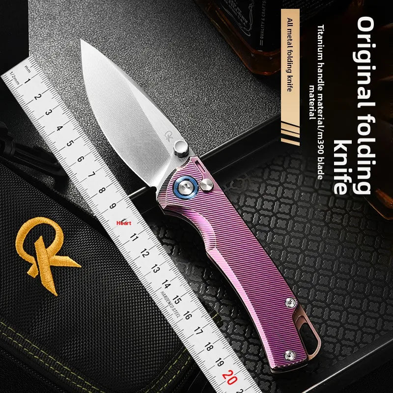 PioneerEDC Titanium Pocket Knife 9Cr Steel Blade Outdoor Folding Knife Titanium EDC Knife EDC Tool for Self Defense