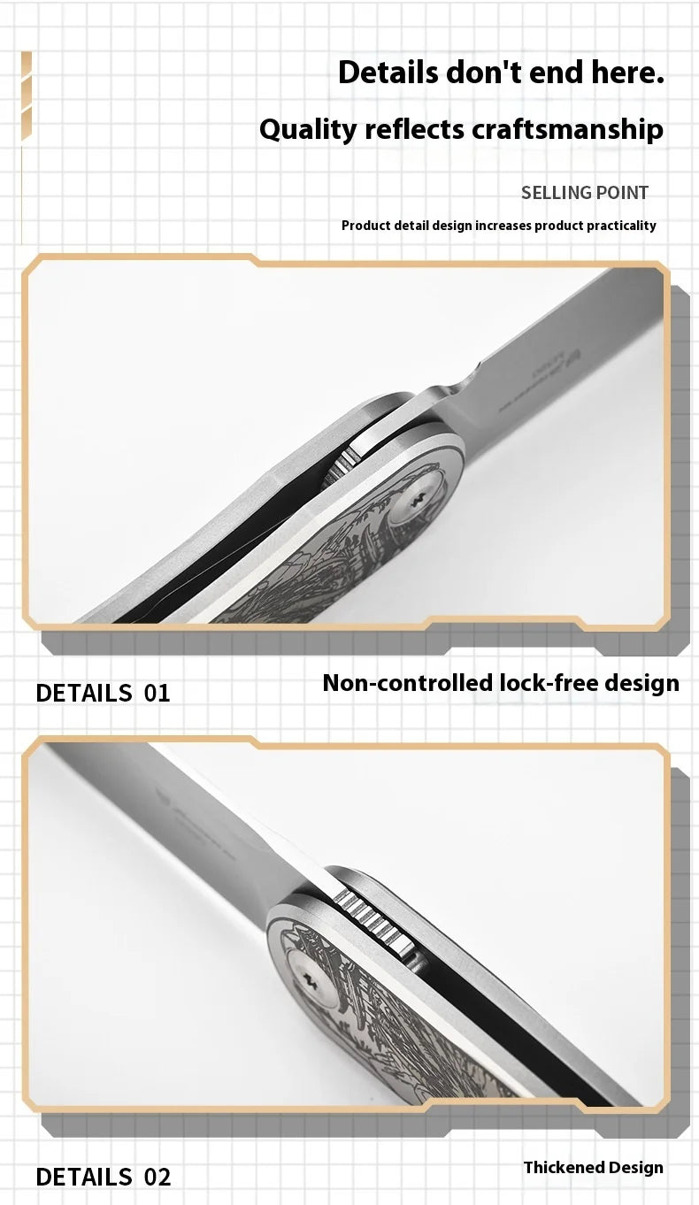 PioneerEDC Custom OEM Industrial Grade Gr5 Titanium EDC Folding Knife M390 Blade High Hardness Portable Tactical Camping Tool