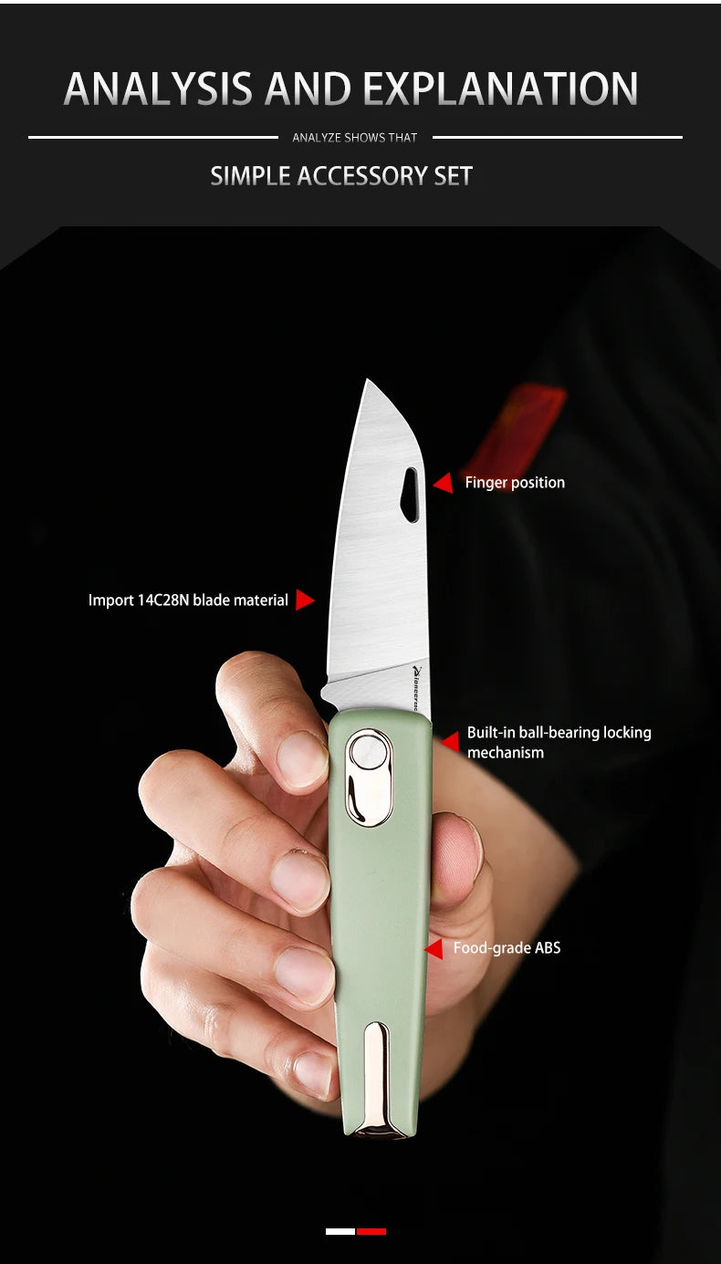 PioneerEDC 14C28N Steel Folding Knife High-end EDC Knives ABS Handle Camping Gear Pocket Knife Easy to Carry Custom OEM