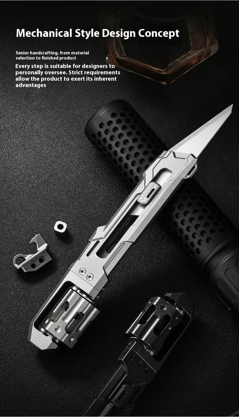 PioneerEDC Industrial Grade Multifunction Spinning EDC Knife TC4 Titanium Tactical Art Knife Portable Outdoor OEM CNC Unibody