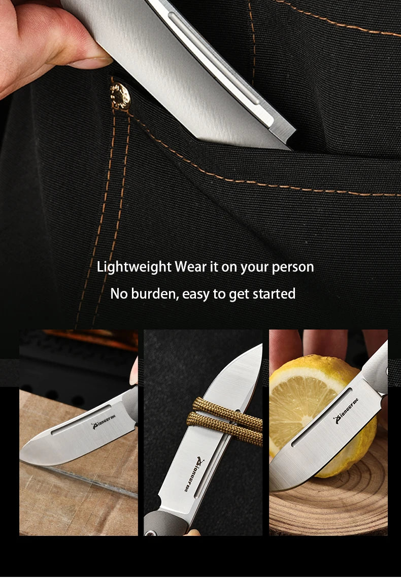 PioneerEDC 14C28N Steel Blade Grade 5 Titanium Folding Knife Sandblasted Color Value EDC Camping Tactical Knife
