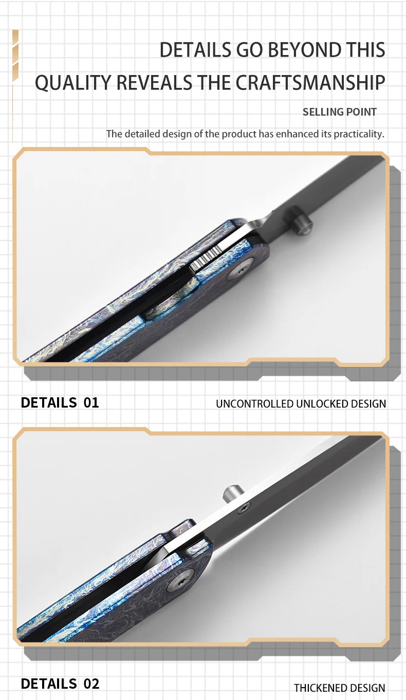 PioneerEDC Gr5 & M390 Titanium Alloy EDC Knife High Hardness Portable Tactical Multifunctional Knife for Survival Outdoor Use