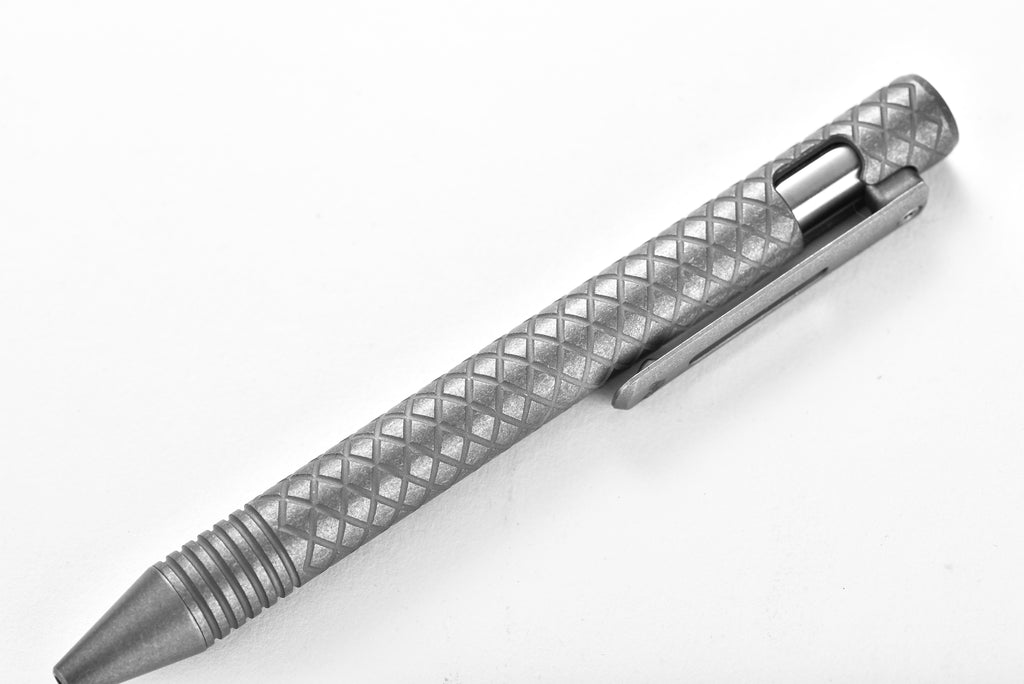 PioneerEDC Titanium Alloy Multi-Functional Self Defense Tactical Pen Bulk Hollow Light Pull Bolt Type Writing Pen Camping Hiking