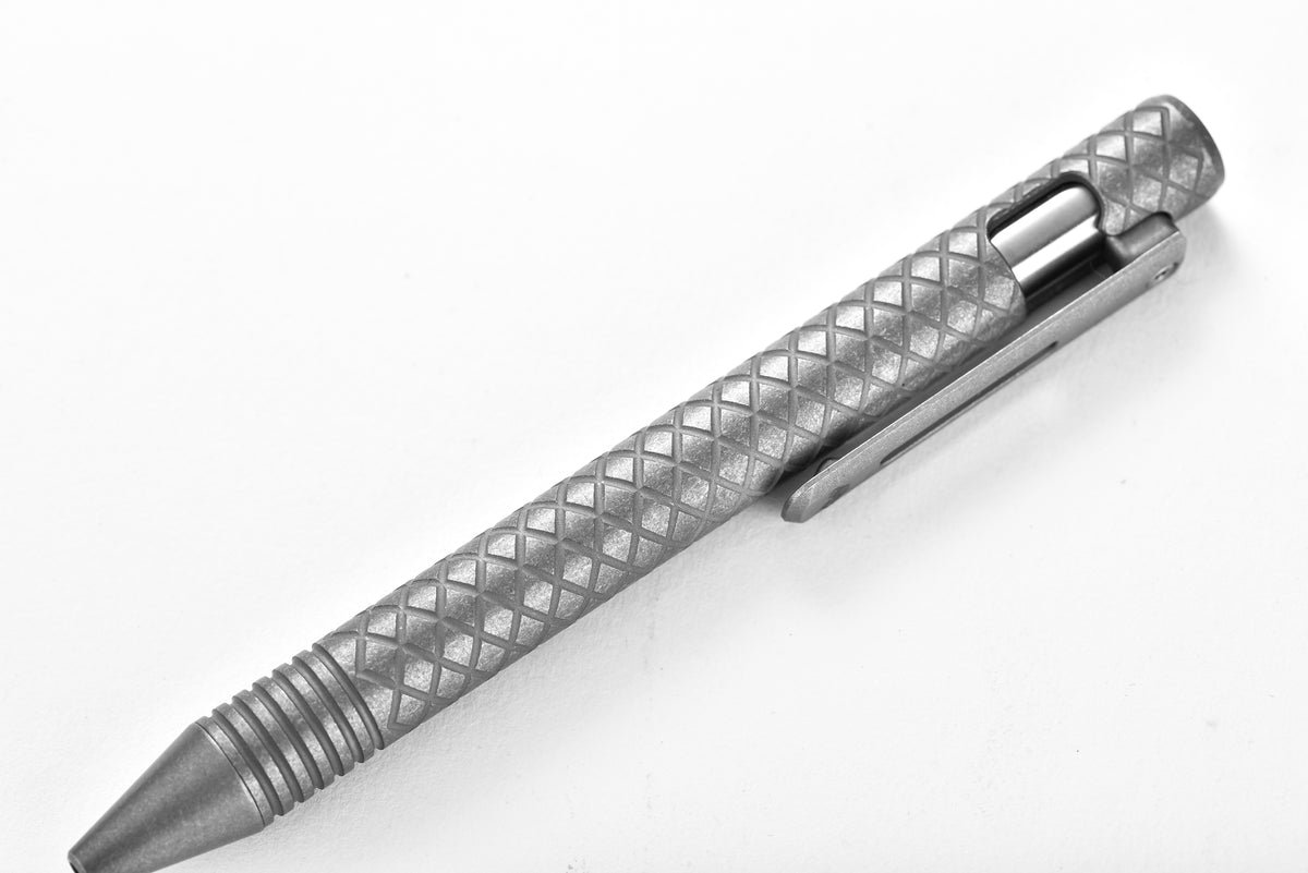 PioneerEDC Titanium Alloy Multi-Functional Self Defense Tactical Pen Bulk Hollow Light Pull Bolt Type Writing Pen Camping Hiking